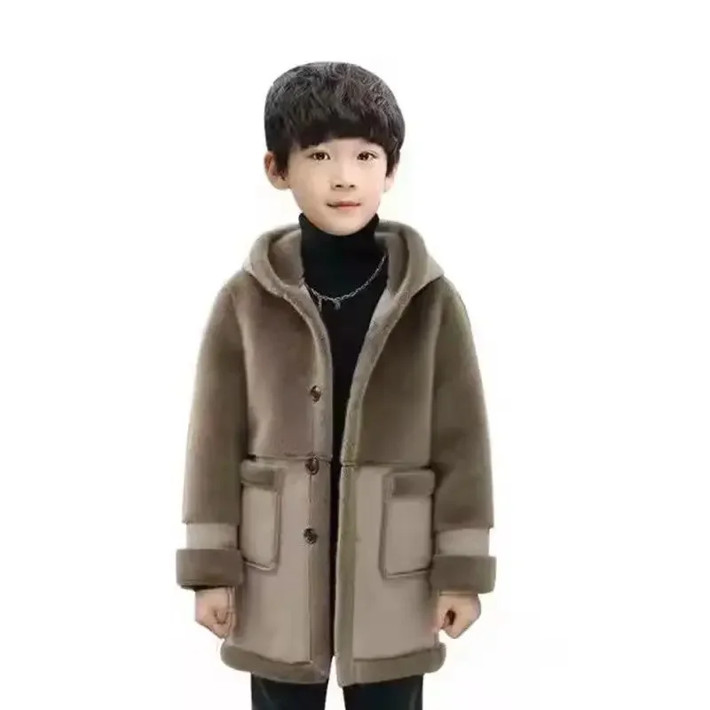 소년 코트 자켓 코튼 아우터 방풍 2025 뜨거운 두꺼운 벨벳 겨울 따뜻한 학교 스포츠 아동 의류