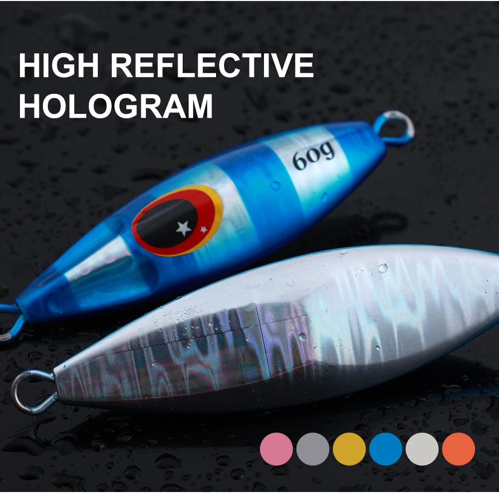JIGGING PRO Bee Slow Pitch Jig 60g 80g Langsam Sinkender Metall-Jig Ufer-Wurfköder Leuchtender Salzwasser-Angelköder – Detail 5