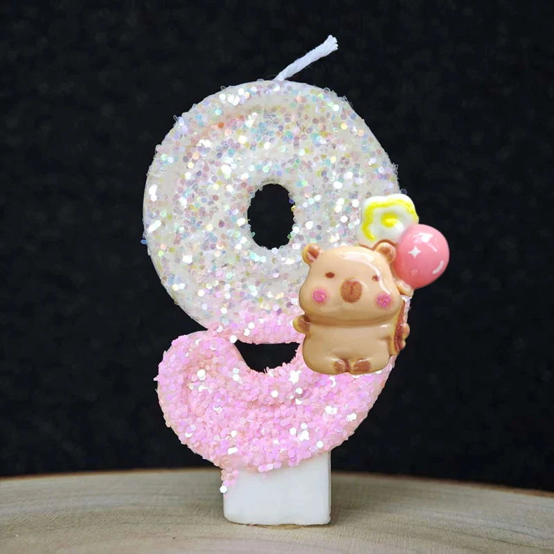 Kawaii Kerze Capybara 0-9 Nummer Geburtstagstorten-Dekoration Kapibala Tortenstecker für Geburtstag – Detail 20