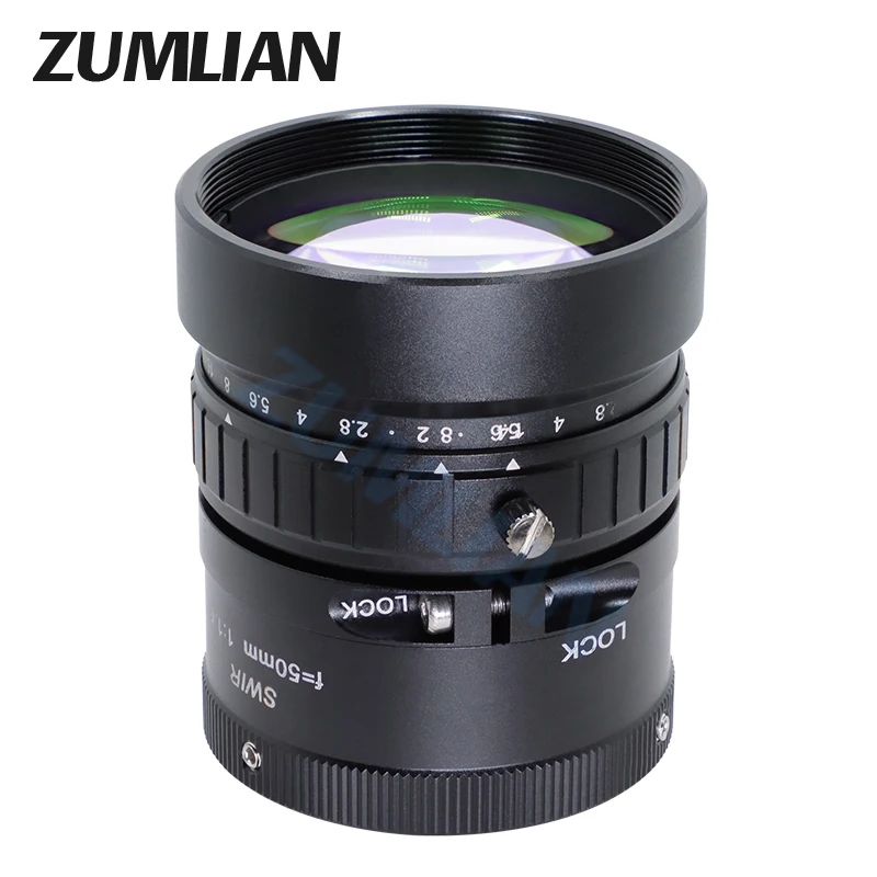 ZUMLIAN 2/3 인치 SWIR 렌즈 단파 근적외선 렌즈 750-1700nm 700-1700nm 8.5mm 12.5mm 16mm 25mm 35mm 50mm 카메라 용 렌즈