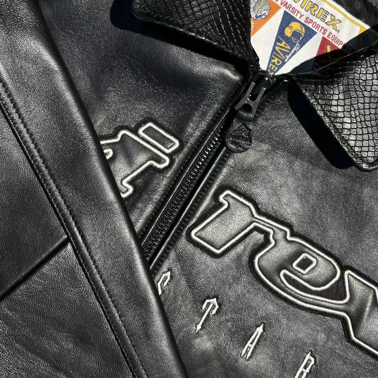 Avirex Joint Design Spring Autumn High Quality Authentic Outdoors European American Size Double dragon Genuine Leather Jacket 2