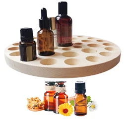 37 Slots Essential Oil Wooden Storage Rack Roller Bottles Round Storage Organizer Rack Solid Pine Wood Display Rack