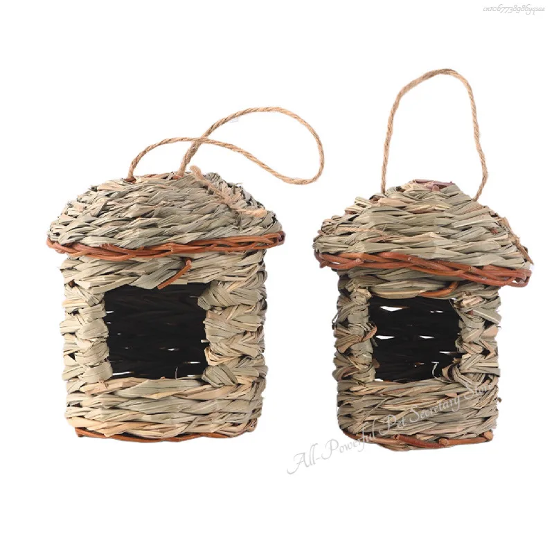 Bird&rsquo;s Nest Square Mouth Spherical Woven Hanging Creative Outdoor Garden Birdhouse Hatching Breeding House Nest Bird Accessories Bird Cage Accessories Bird House Bird Nest