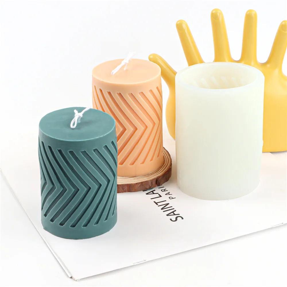 

Cylinder Textured Candle Silicone Molds Plaster Cake Fondant Making DIY Handicrafts Mould Decoration Aromatherapy