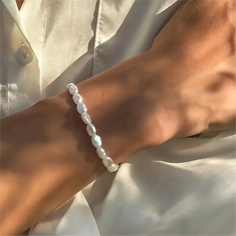 Elegant Baroque-Inspired Imitation Pearl Bracelet for Women Faux Pearl Beads Chain Bracelets Perfect for Daily Wear & Parties