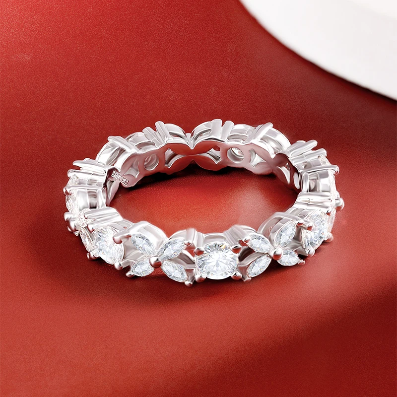 OEVAS Full Real Moissanite Sparking Anniversary Bridal Rings 100% 925 Sterling Silver Fine Jewelry Wedding Party Gift For Women 5