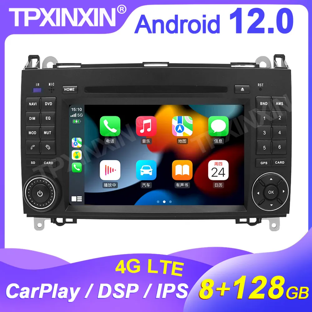 

Carplay 8GB+128GB For BENZ B200 Android 12.0 Car 4G LTE Radio GPS DSP Stereo Receiver Navi Head Unit Audio Video