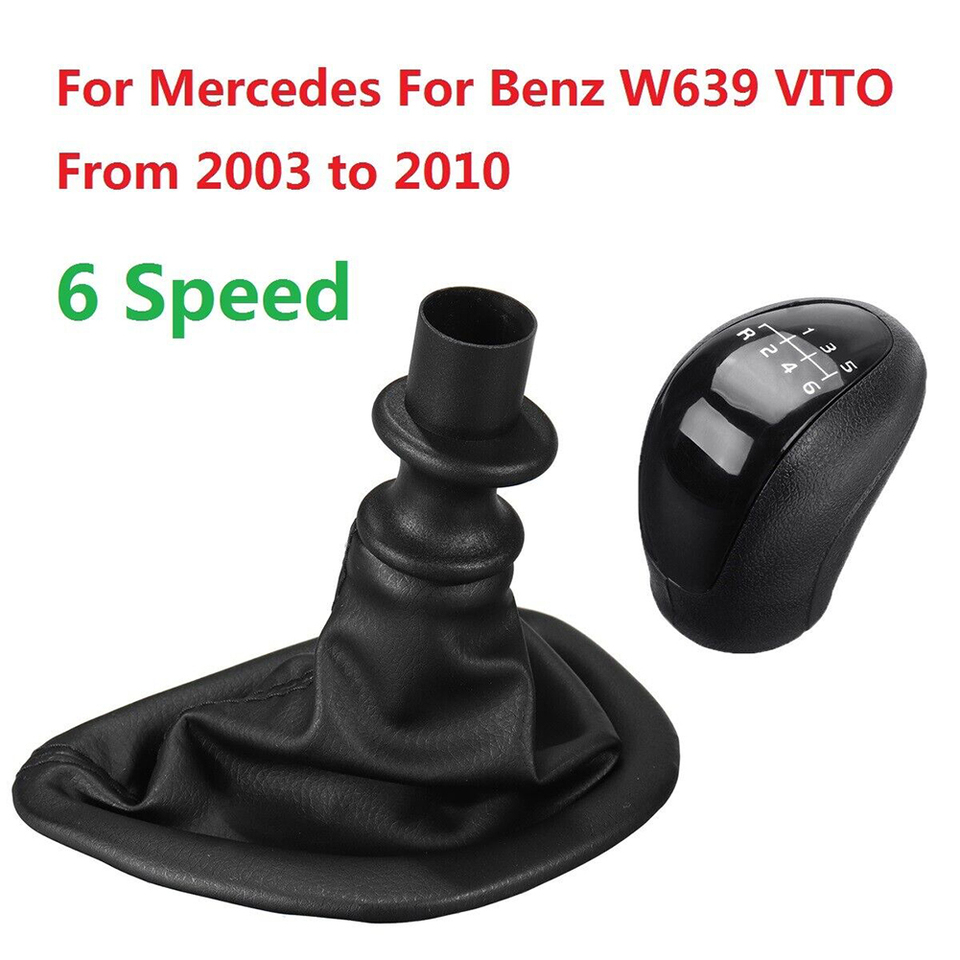 6 Speed Car Gear Shift Knob With Collars Gear Shift PU Leather For Mercedes W639 VITO 2003-2010 SPRINTER Car Accessories