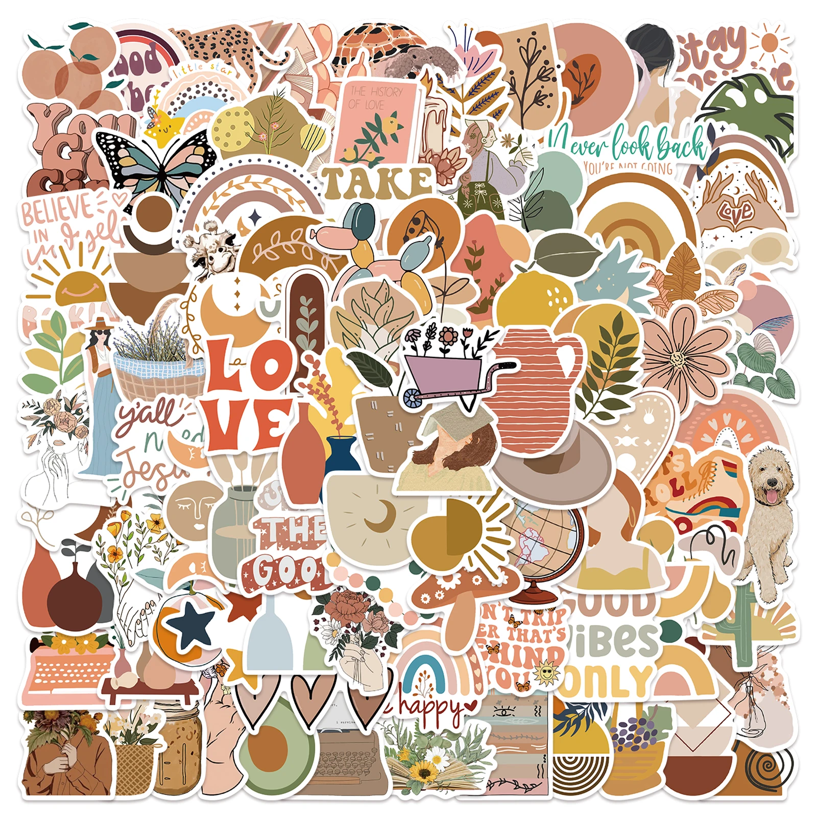 

100PCS Cute Cartoon Art Bohemian Aesthetic Stickers Graffiti Decals Scrapbooking Laptop Phone Sticker for Kids Girls