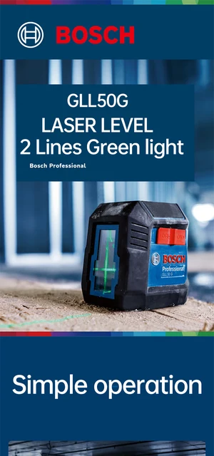 Bosch-Nivel láser GLL50G, herramienta de medición Horizontal y Vertical, 2  líneas, alta precisión, luz verde