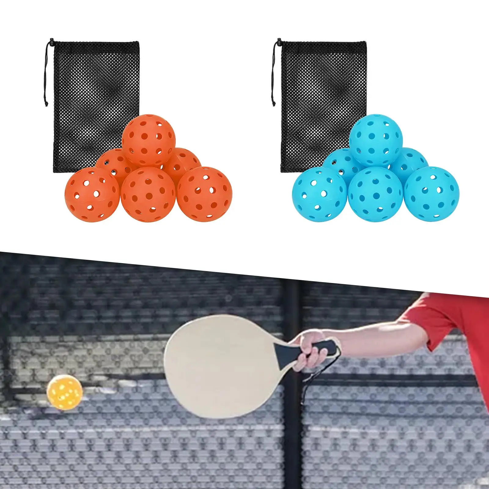 6 x Balls Accessories High Elastic 74mm Durable Pickle Balls Official Size Ball
