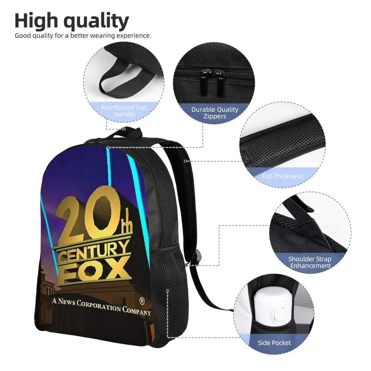 Zaino per studenti 20th Century Fox, borsa da scuola, zaino da viaggio per escursioni, per ragazzi e ragazze, borsa a tracolla alla moda - immagine 5
