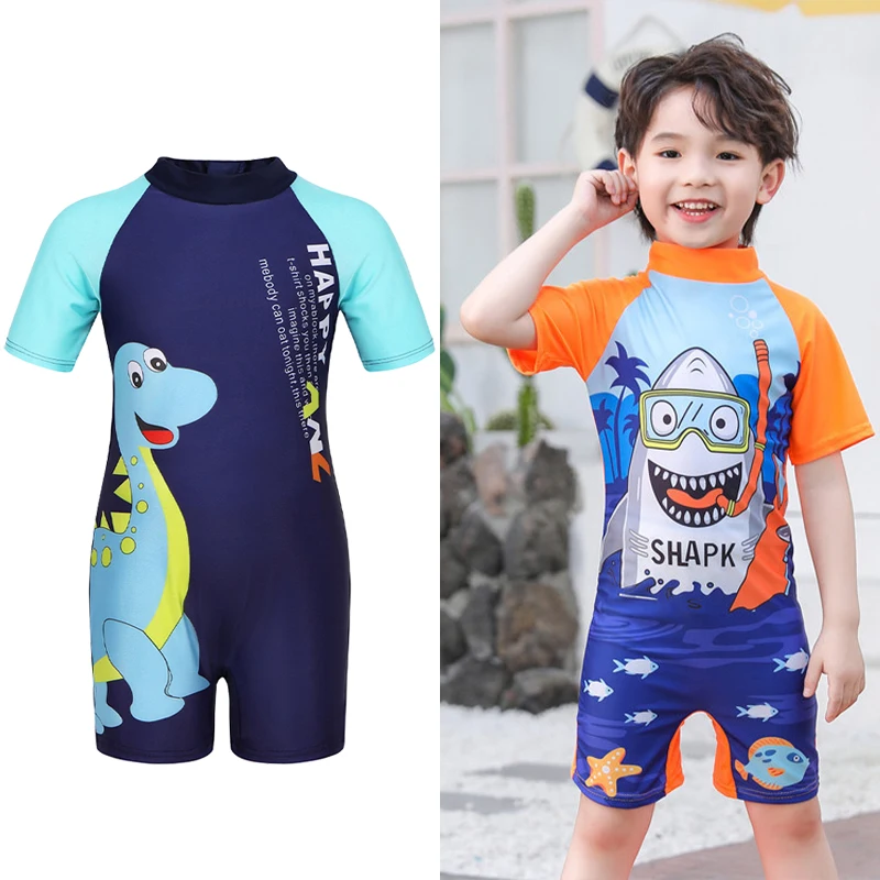 

Baby Boy One Piece Dinosaur Swimwear for Medium/big Boys Shark Short Sleeve Sun-Proof Fast Dry Swimming Suit Beach Bathing Suit