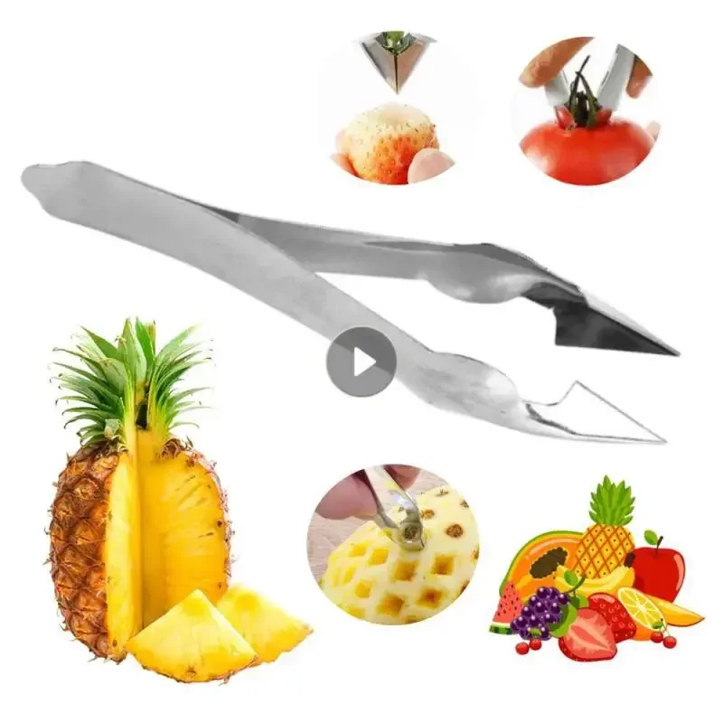 Fruit Corers Peeler Pineapple Slicer Cutter Clips Stainless Steel Strawberry Huller Melon Fruit Seed Slicer Clips Kitchen Tools