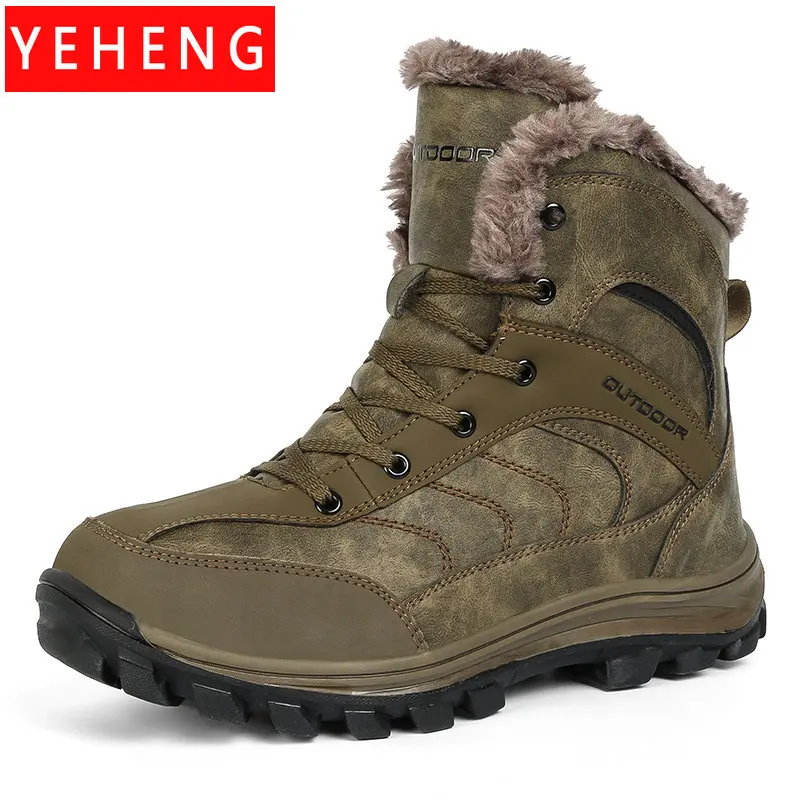 

Men Winter Snow Boots Super Warm Fur Hiking Boots High Quality Outdoor Non-Slip Rubber Sneakers Boots Waterproof Man Ankle Boots