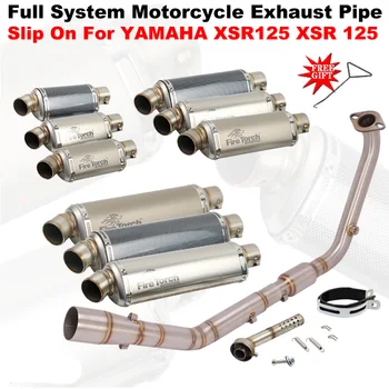 Slip-On For YAMAHA XSR125 XSR 125 Full System Motorcycle Exhaust Escape Catalytic Sensor Front Link Pipe Motocross Muffler Tune