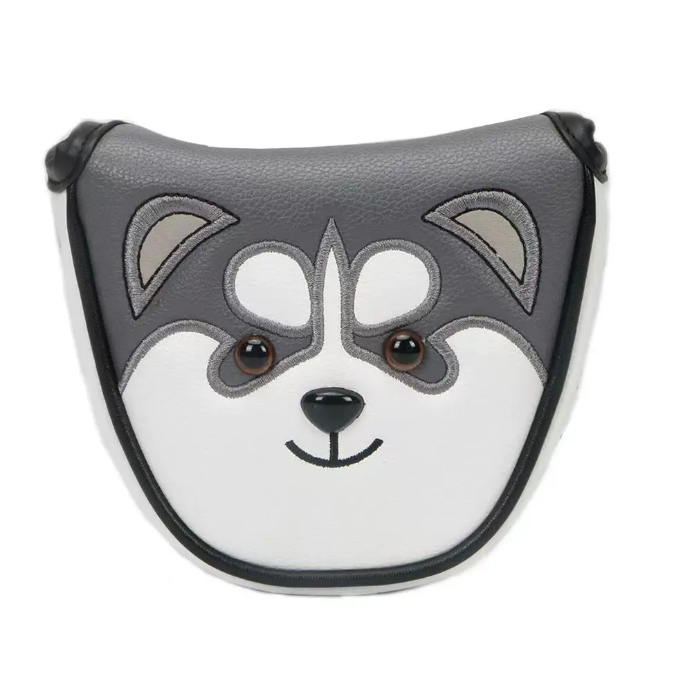 

Golf Putter Headcover PU Leather Dustproof Lovely Husky Animal Head Cover For Putter