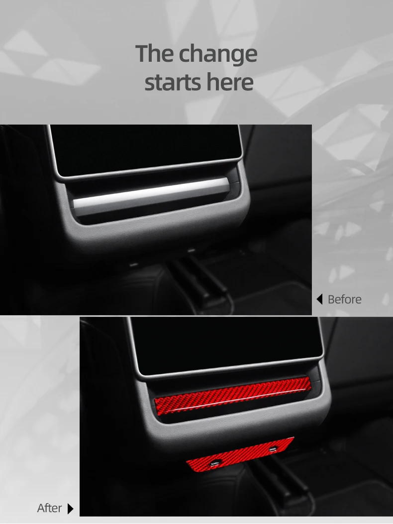 Echte Kohlefaser für Tesla Model Y Juniper Model 3 Highland Heckluftauslass-Abdeckung Zierleiste Aufkleber Auto-Innenzubehör – Detail 4