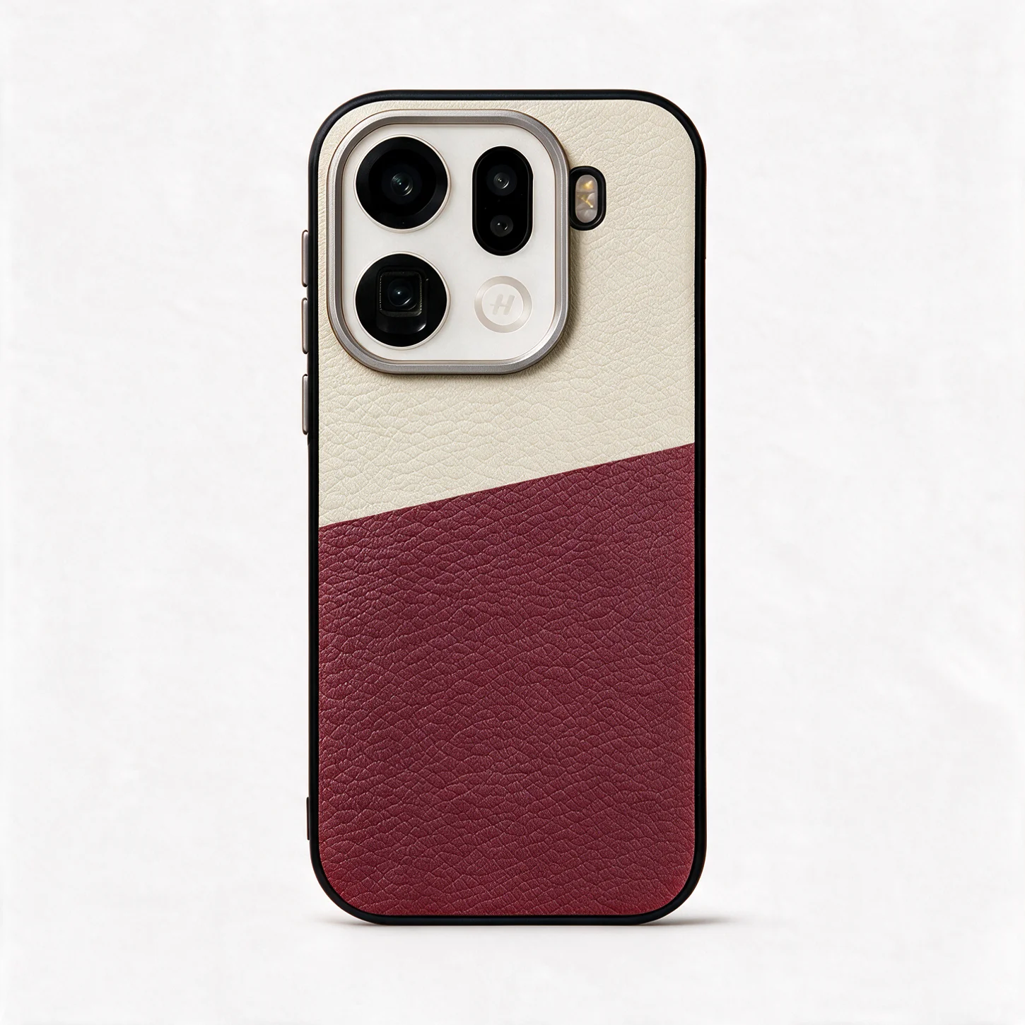 Luxury Genuine Leather Two-Color Sheepskin Phone Case with Pattern Design, Anti-Fall Protection