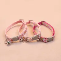 Hand Knitting Flower Pet Collar With Bell Colorful Retro Style Cat Collar Adjustable Safety Necklace For Puppy Cat Accessories 2