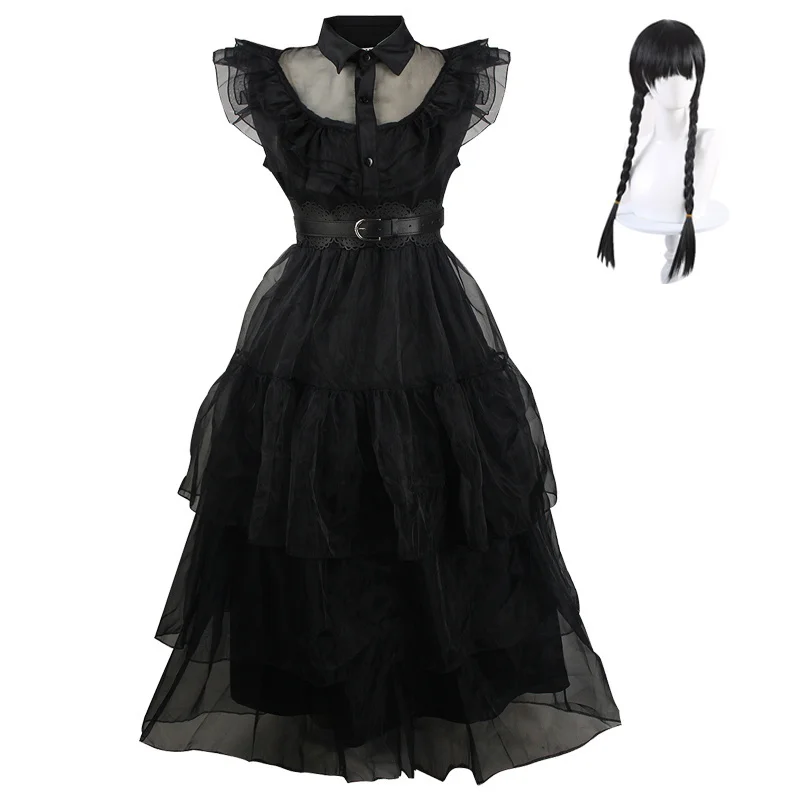 

Movie Wednesday Cosplay Costume Dresses Wednesday Cosplay Gothic Wind Adult Kids Children Dress Halloween Party Costumes