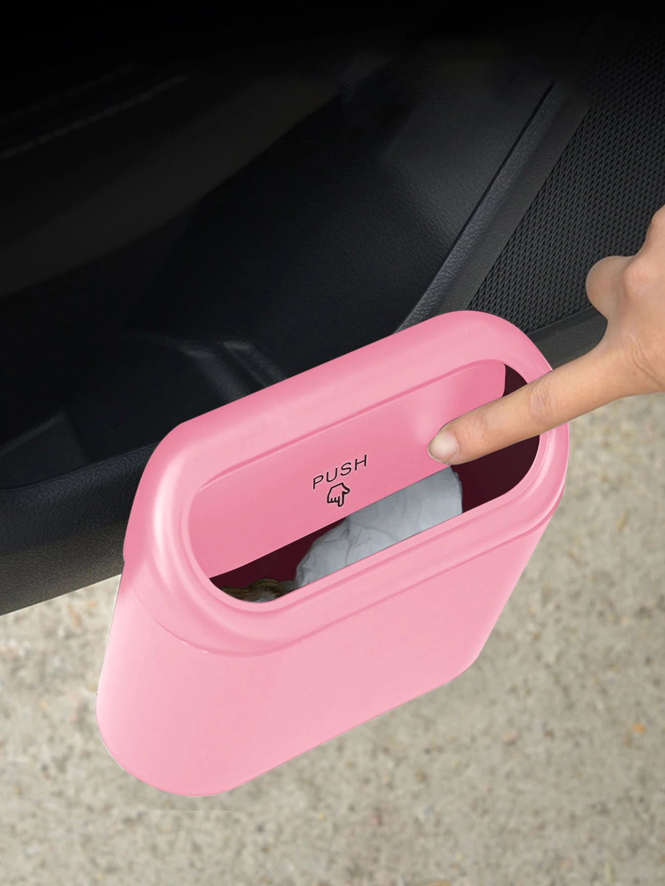Car Trash Can Car mounted garbage bin with lid hanging storage bin Mini press type side door garbage storage