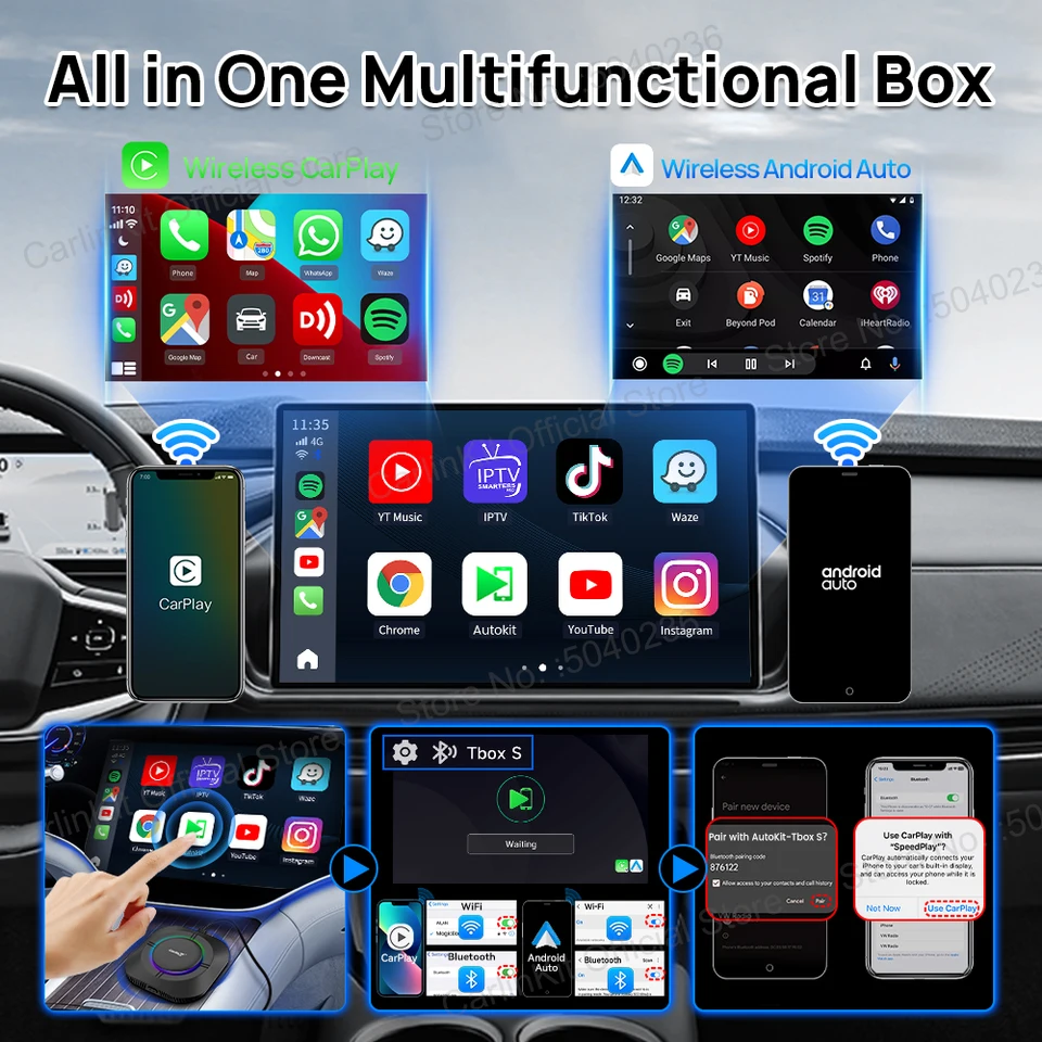 2025 NEW CarPlay AI Box LED Android 13 SM6115 8-Core CPU 5G WiFi