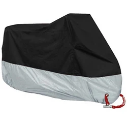 Universal Waterproof Outdoor Motorcycle Cover - UV Protection, Dustproof, and Rainproof with 15 Color Options - 2XL  2101-2200mm (Silver Black)