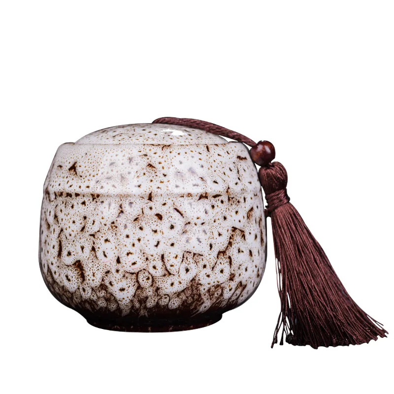 Ceramic tea can small size portable kiln sealed can household tea storage tank powder medicine can tin Coffee tea tin box tea canister ceramic storage jar