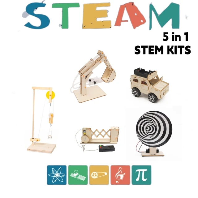 5 in 1 STEM Kit, Wooden Model Car Kits, STEM Projects for Kids