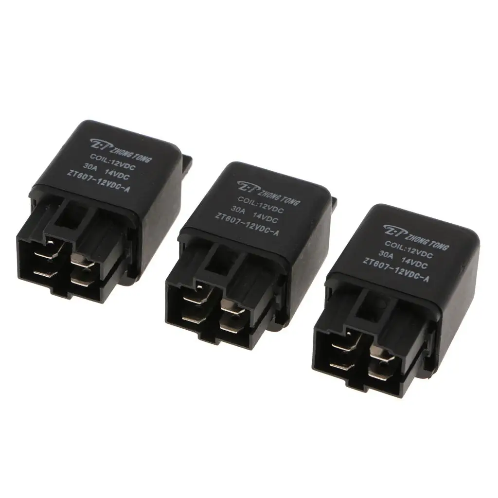 3PCS ZT607 DC12V 30A 4Pin Heavy Duty SPST Relay High Switching Capability 3PCS ZT607 DC12V 30A 4Pin Heavy Duty SPST Relay High Switching Capability