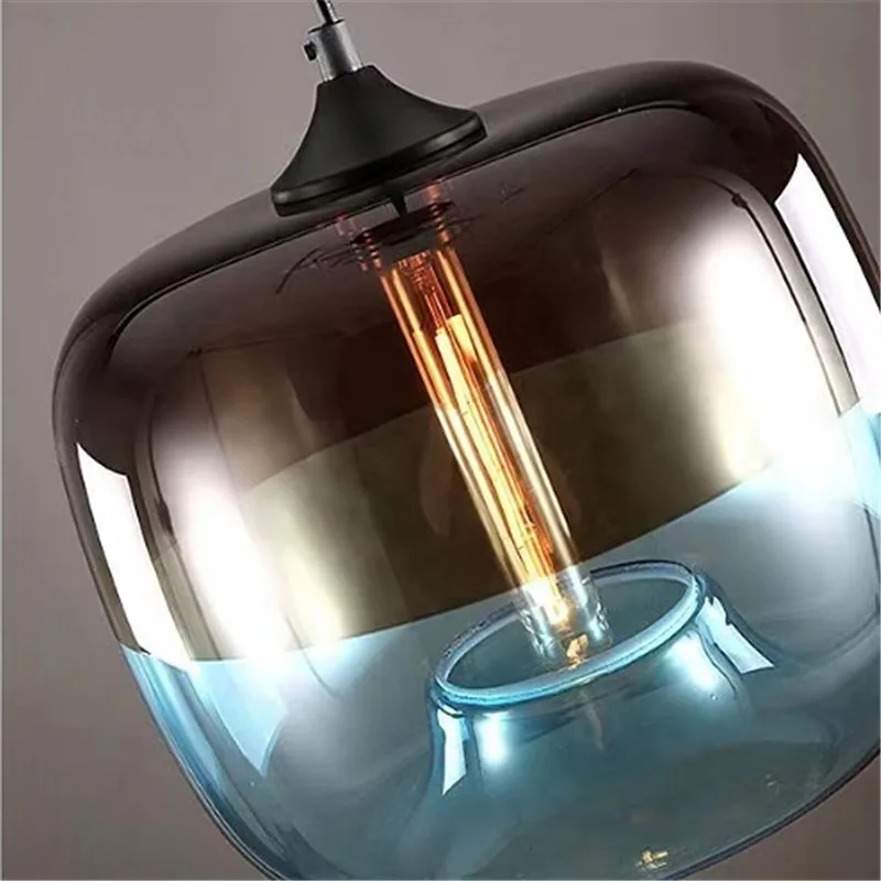 Post modern glass pendant light Nordic Colorful Hanging light  Art deco  E27 LED For Restaurant Living Room kitchen bar light