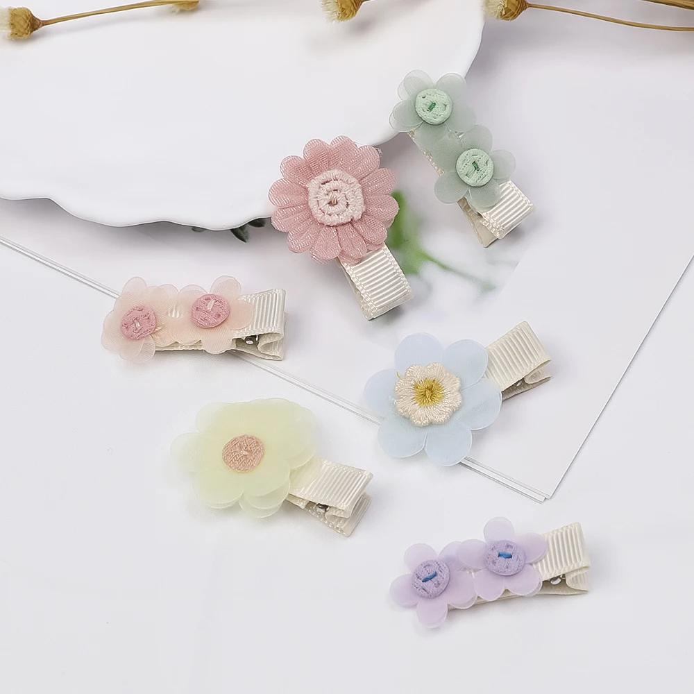 Cute Daisy Floral Flowers Hair Clips Alligator Clips for Newborn Baby Girl Chiffon Hairpins Children's Accessories Baby Items hair accessories,hair clips