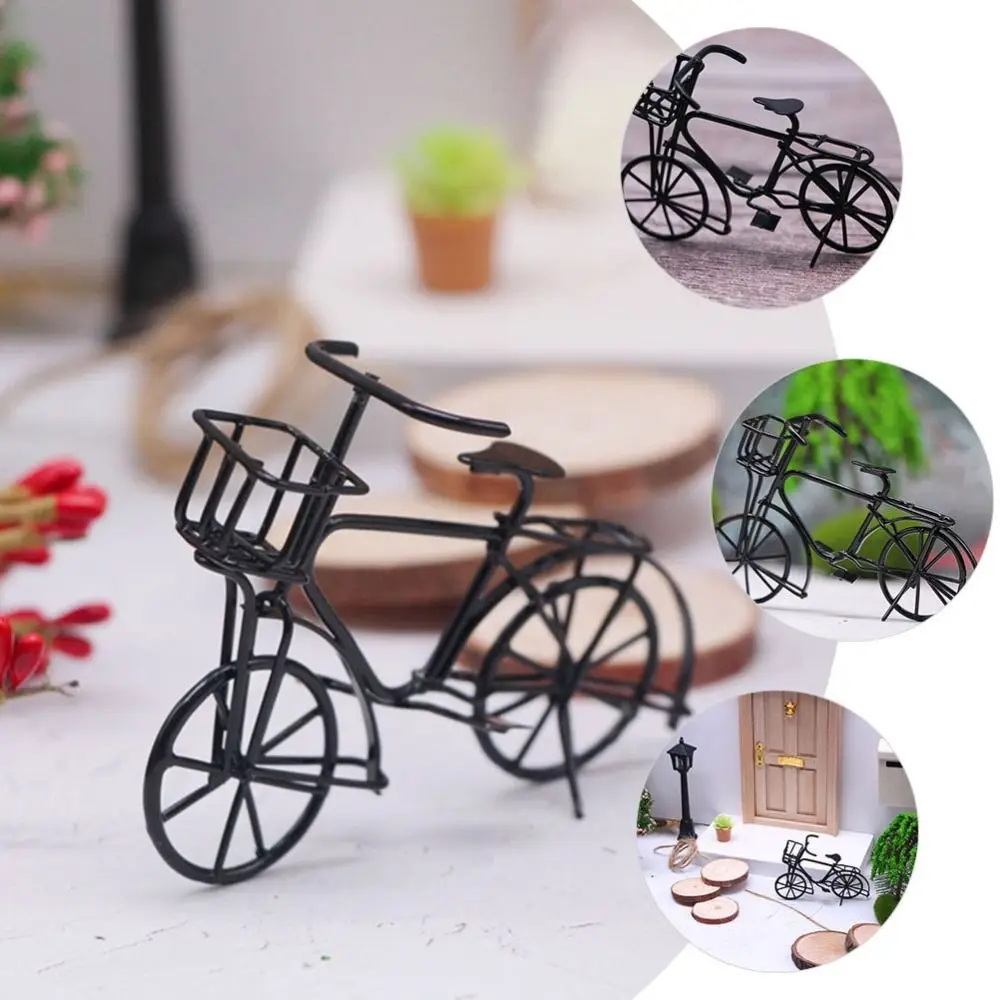 Decoration Model Small Bicycle Model Handmade Iron Art Bike Miniatures Black Old-fashioned Home Decor