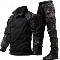 Outdoor Tactical Sets Men Clothing Multi-Pocket Shirts +Straight Cargo Pant Suits Camo Wear-resisting Windproof Hunting Clothes 2