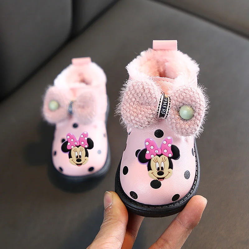 Disney Mickey mouse winter children's toddler shoes cartoon casual shoes pu Minnie girl boy baby shoes