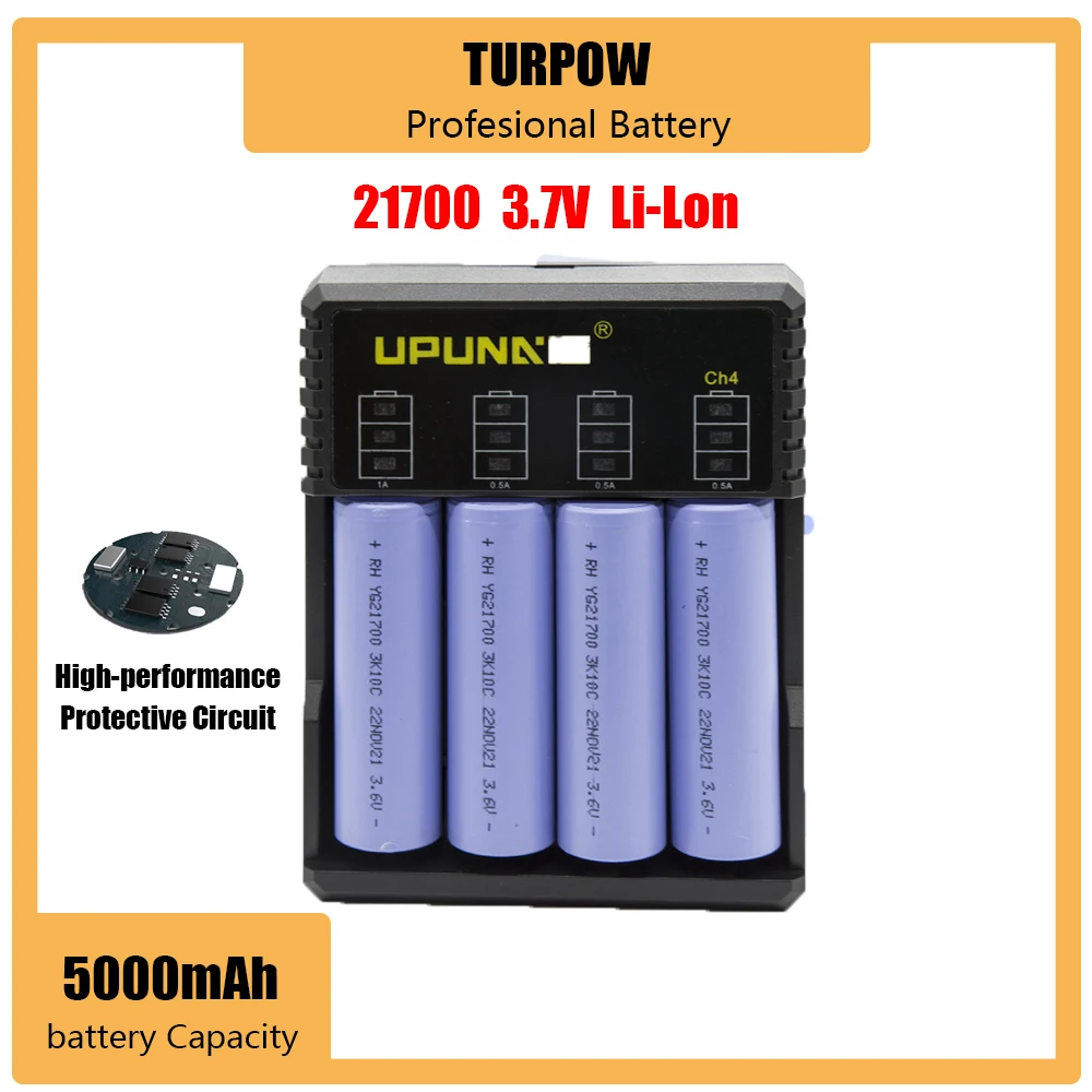 

TURPOW 3.7V 3500mAh 21700 Battery 35A Current Power Li-Ion Rechargeable 21700 Bateria