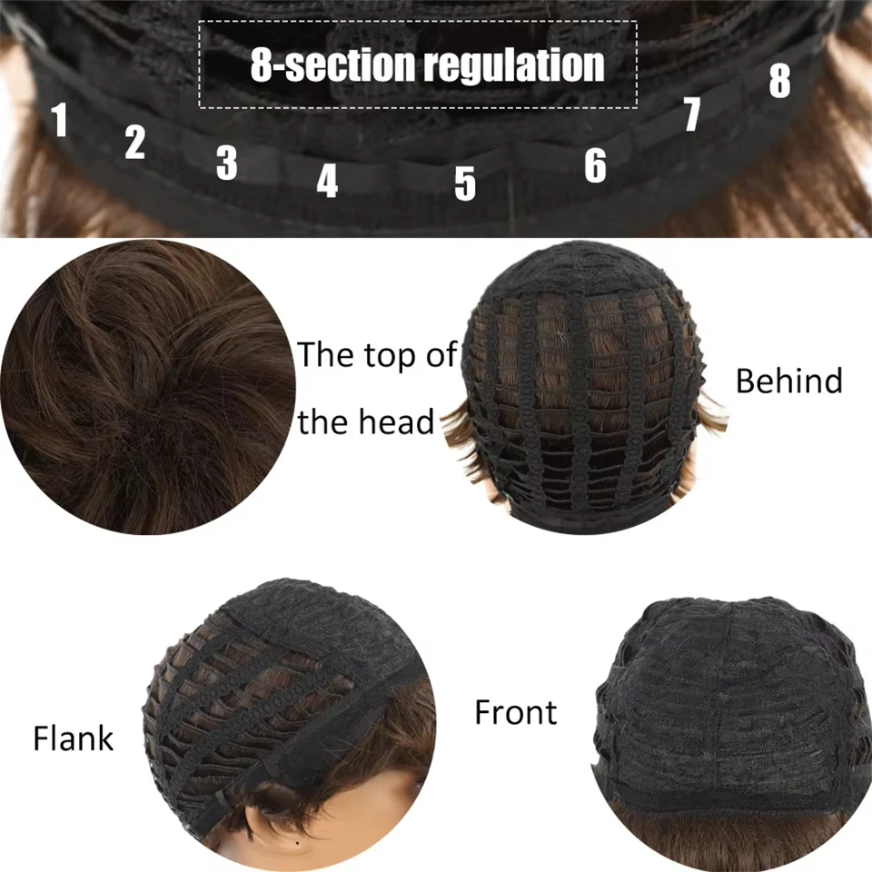 synthetic hair 4-inch men's texture perm short hair cover, just for playing styling men's head cover