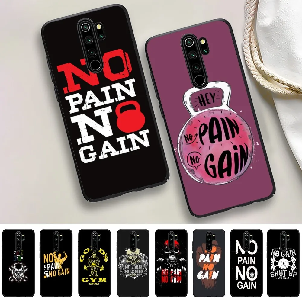 No Pain No Gain Gym Fitness Phone Case Per Redmi 5 6 7 8 9 10 Plus Pro 6 7 8 9 A Go K20 K30 K40 Pro Plus F3 Fundas
