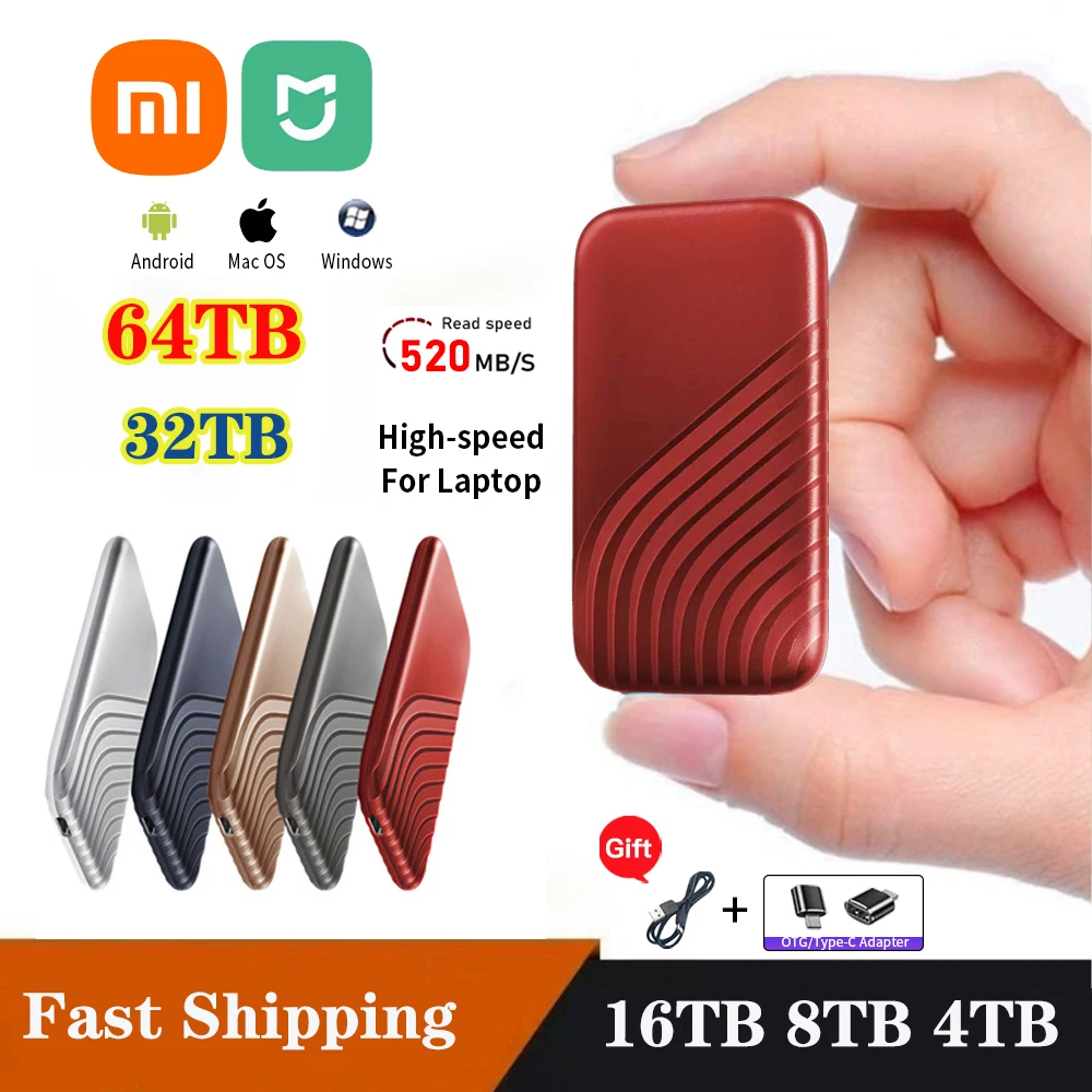 

Xiaomi Mijia 2TB SSD Portable Original High-speed 1TB External Solid State Hard Drive USB 3.1 Interface Mobile Hard Drive