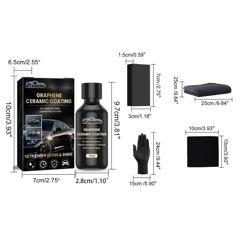 70ml Graphene Ceramic Coating Advanced Technology Super Hydrophobic Maintenance Liquid UV Glow Graphene Glass Plated Car Polish
