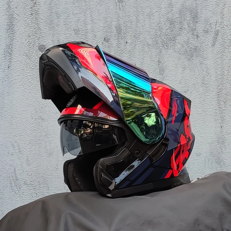 Modulaire Opklapbare Helm Motorhelm Ingebouwde