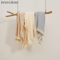 Insular Infant Tassel Gauze Blanket Children Gauze Wrapping Towel Newborn Bath Towel Baby Blanket Holding Quilt Baby Accessories 2