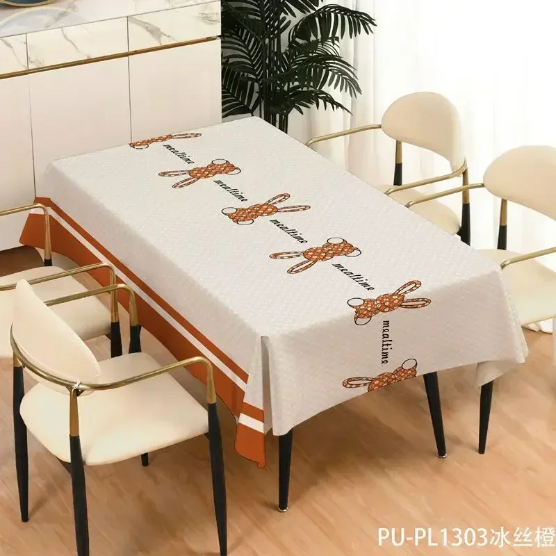 Waterproof, oil resistant rectangular non washable, heat-resistant household dining table cloth GREY