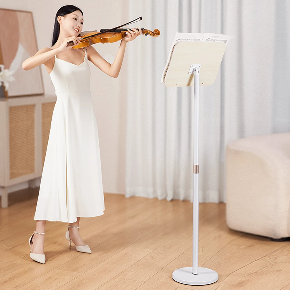 Floor Book Stand with Page Paper Clip Height Adjustable Reading Wooden Standing Holder for Recipe Laptop Sheet Music Tablet