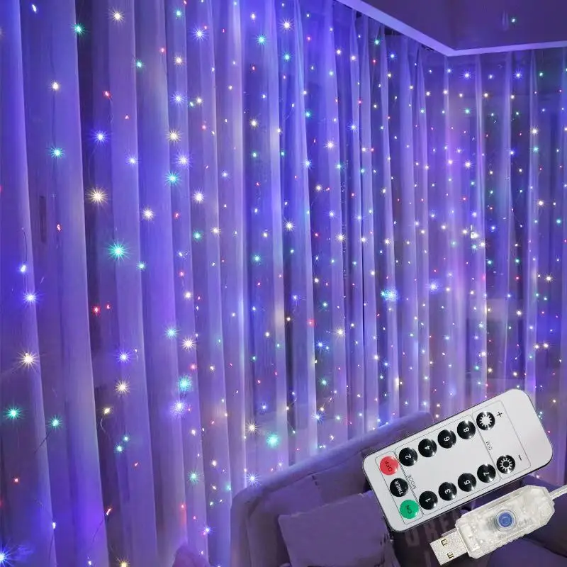 thumbnail image 1 of Guirnalda de luces LED navideñas con 8 modos, USB, 3/4/6 m, para decoración de ventanas del hogar, fiestas, bodas, cumpleaños, 1 of 5