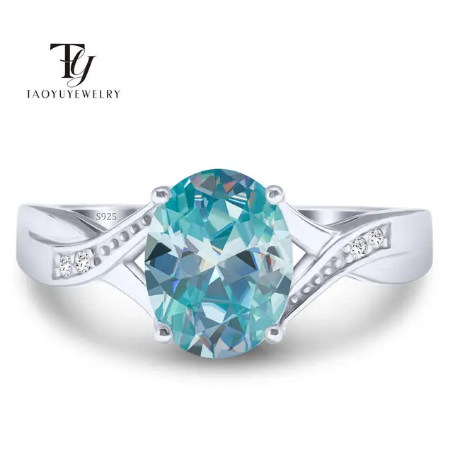 2CT Classic Pigeon Egg Dcolor Moissanite Circular Curve Ring