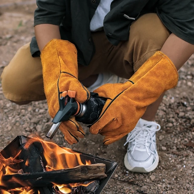 Gants Cuir Epais Doublé Anti-Chaleur & Flammes