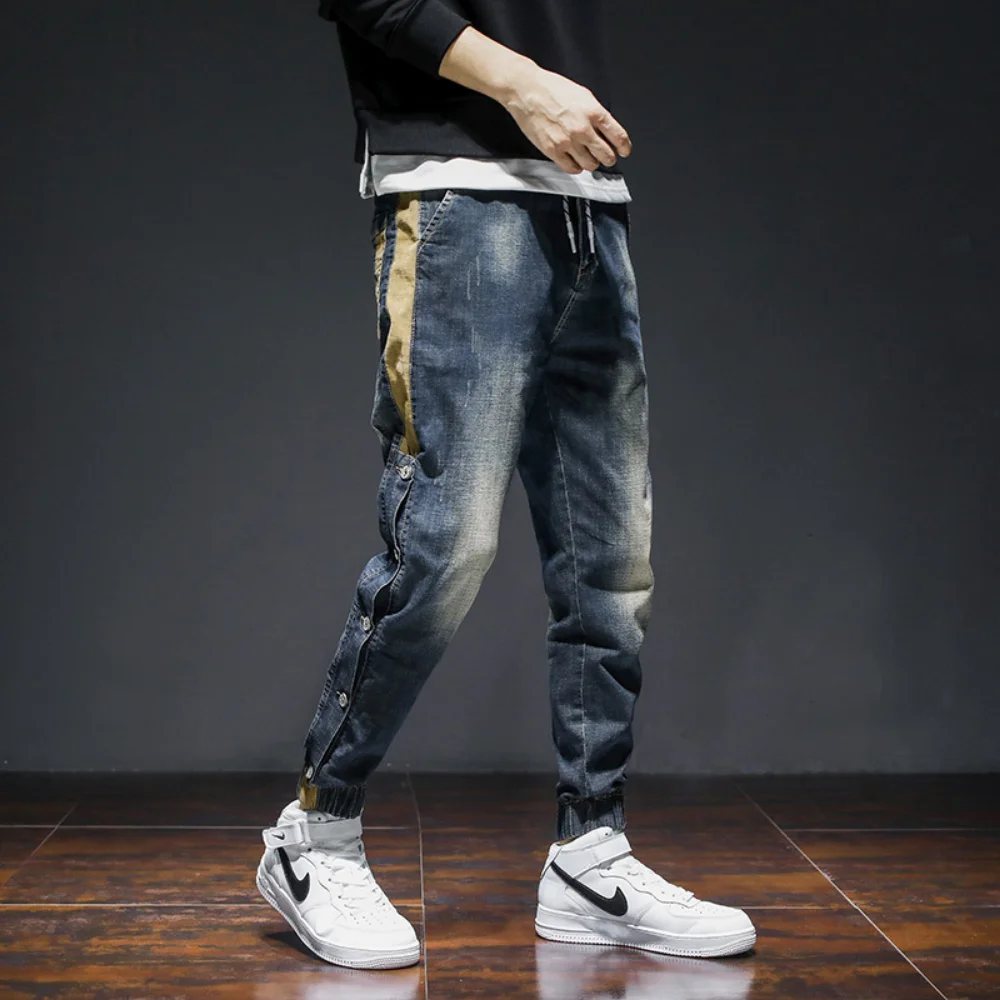 Mens Jeans 2024 Spring Denim Pants Joggers Stretch Baggy trousers Patchwork Elastic Wiast Men Jeans Homme y2k streetwear