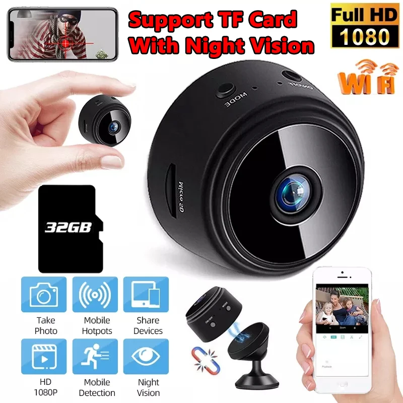 Mini Telecamera A9 Video Night Security Surveillance Hd 1080P Wireless Wifi Camera Per Smart Home Webcam Per Android Ios Ip Camera